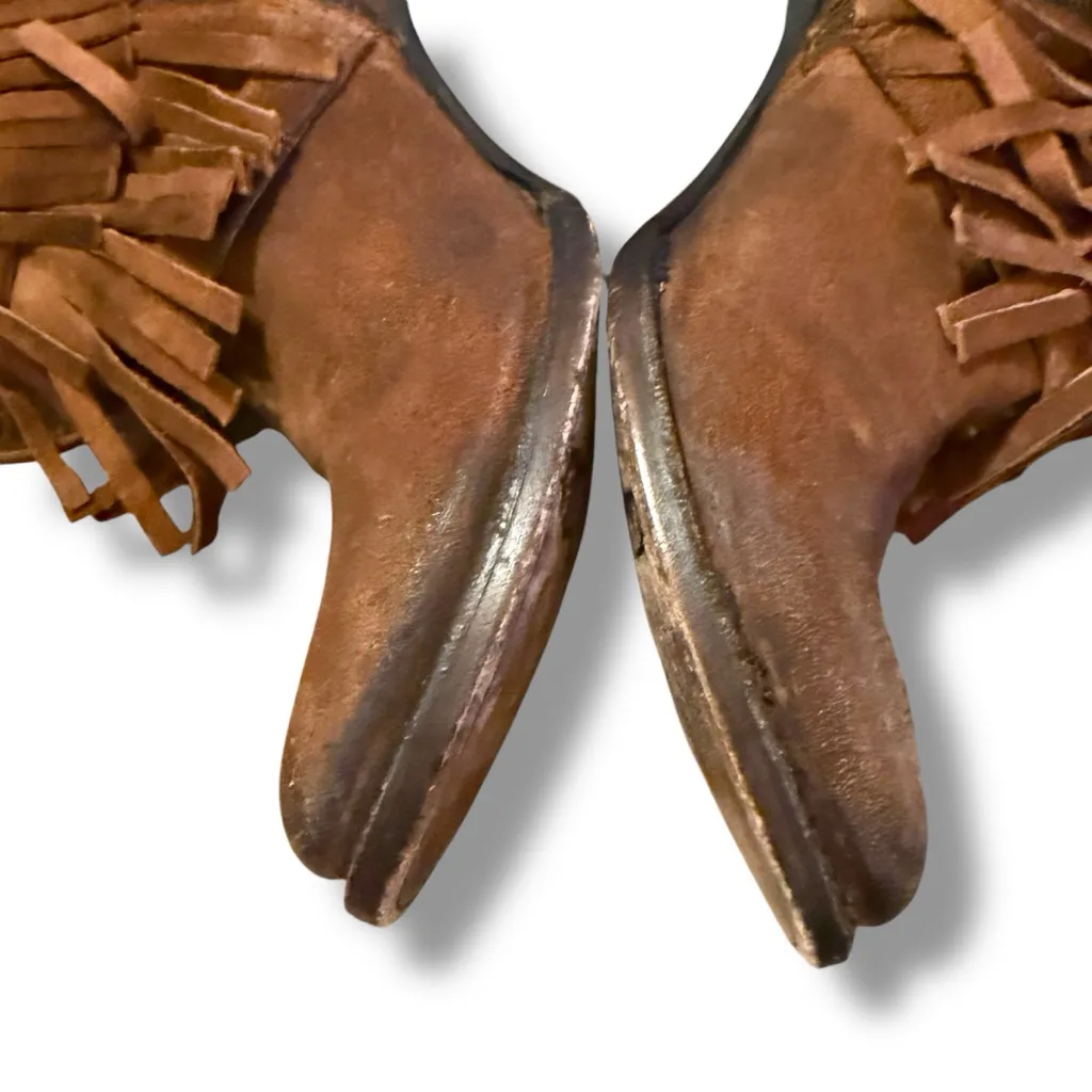 Freebird Booties Women's Size 8 Brown Suede Fringe Western‎ Heeled Belle Style - Image 7