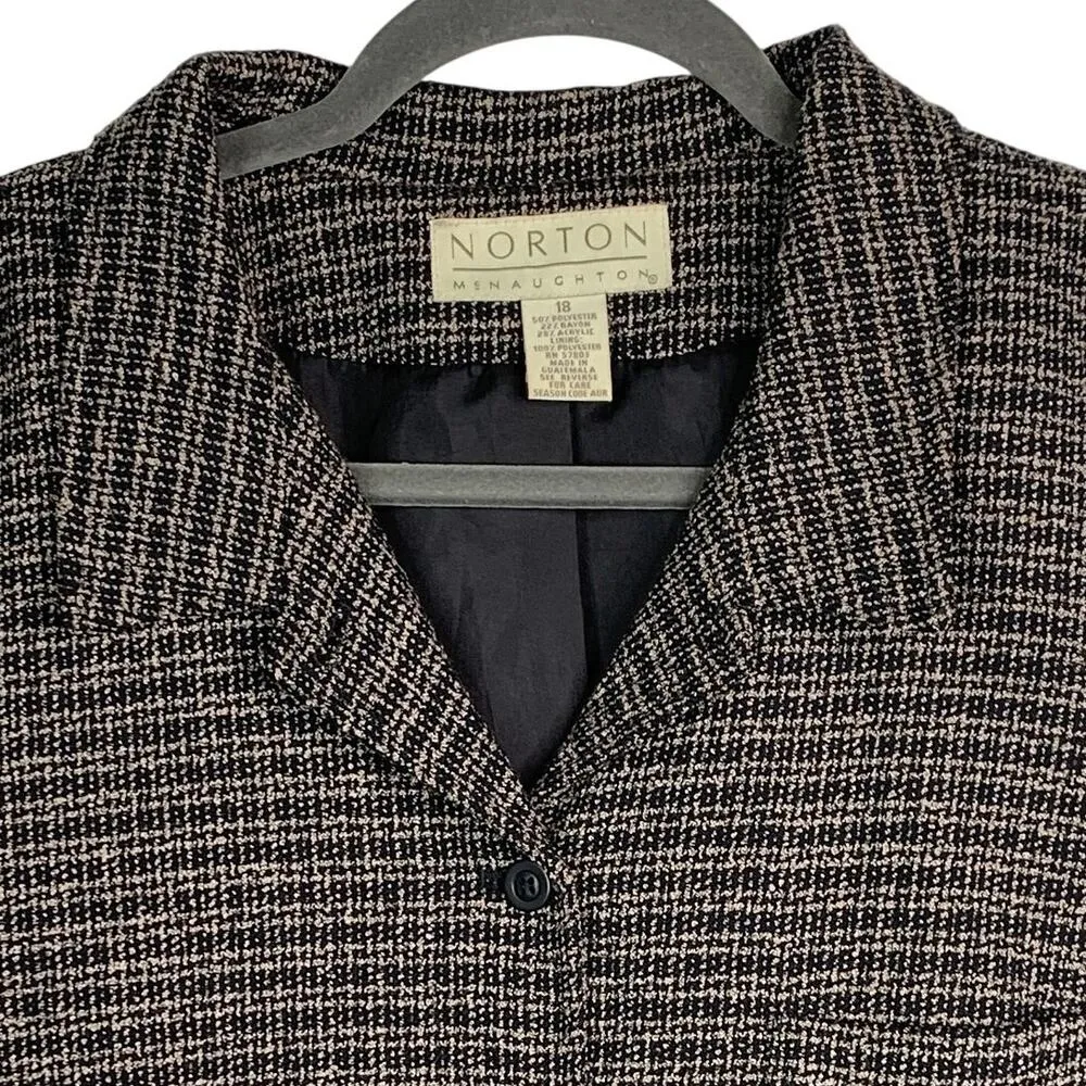 Vintage Blazer Cropped Jacket Woven Knit Tweed Norton McNaughton Lined Size 18 - Image 2
