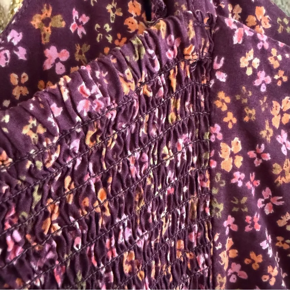 Boho Floral Slip Dress Smocked Cottagecore Summer Old Navy Stretch Sundress XS - Image 9