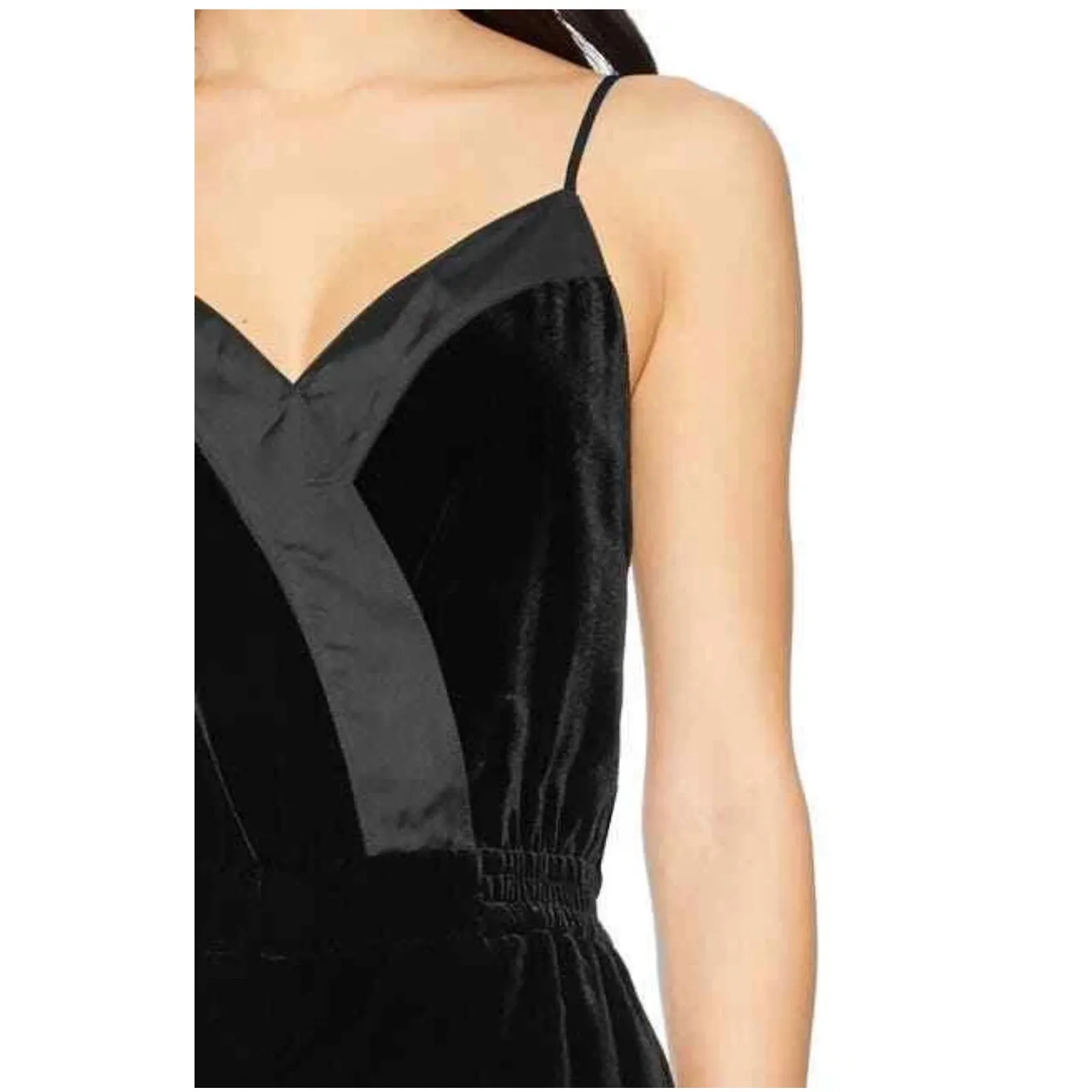 Parker Preston Black Velour Velvet Cropped Sleeveless  Cocktail Jumpsuit 10 - Image 3