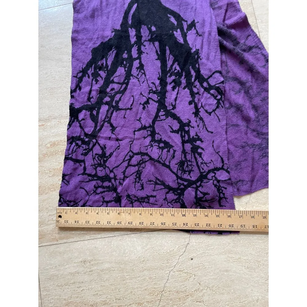 Sayami 100% cashmere Purple Tree Silhouette Scarf Winter Dark Alternative 74x16" - Image 2