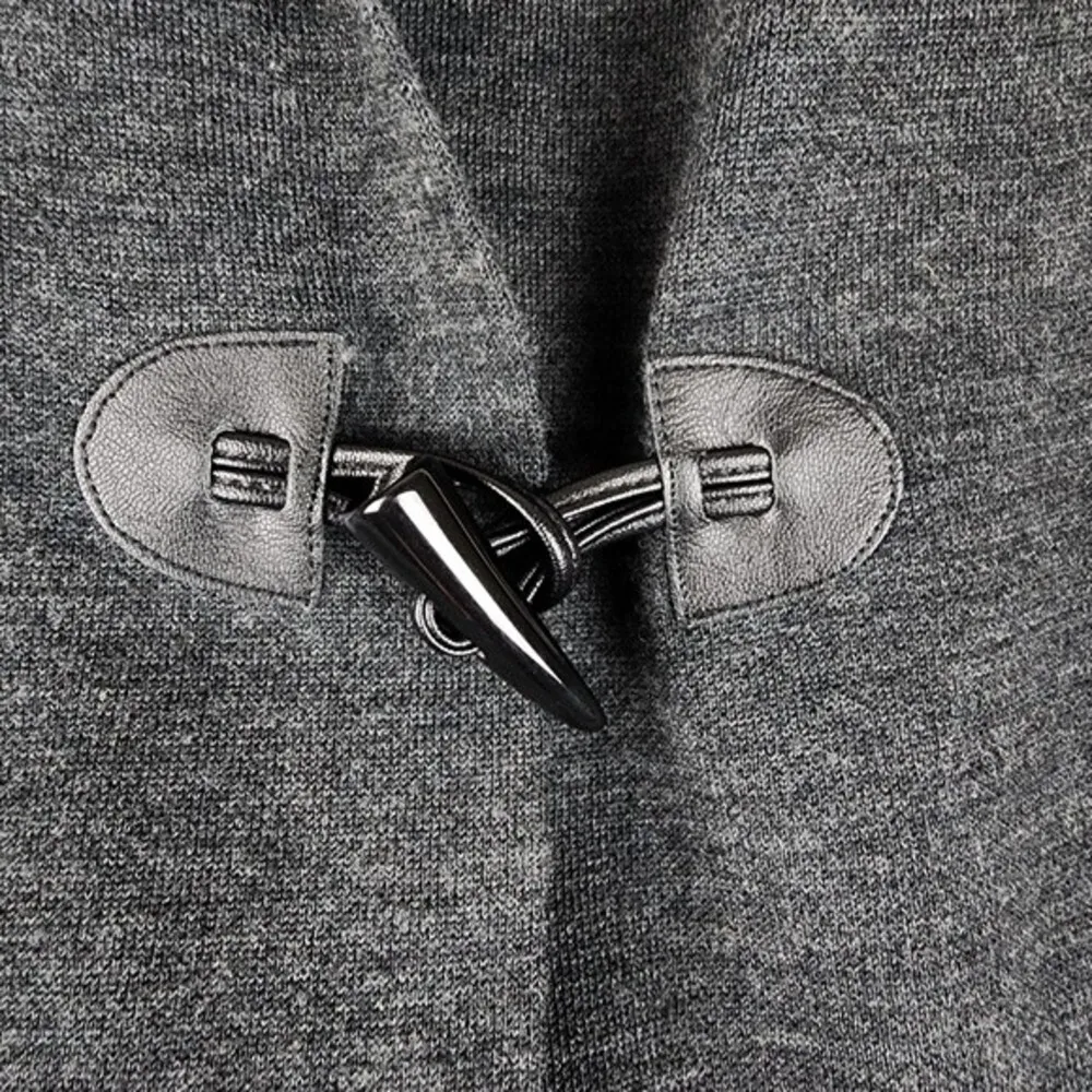 Ellen Tracy Hooded Cardigan Merino Wool Blend Sweater Toggle Charcoal Grey Sz M - Image 10