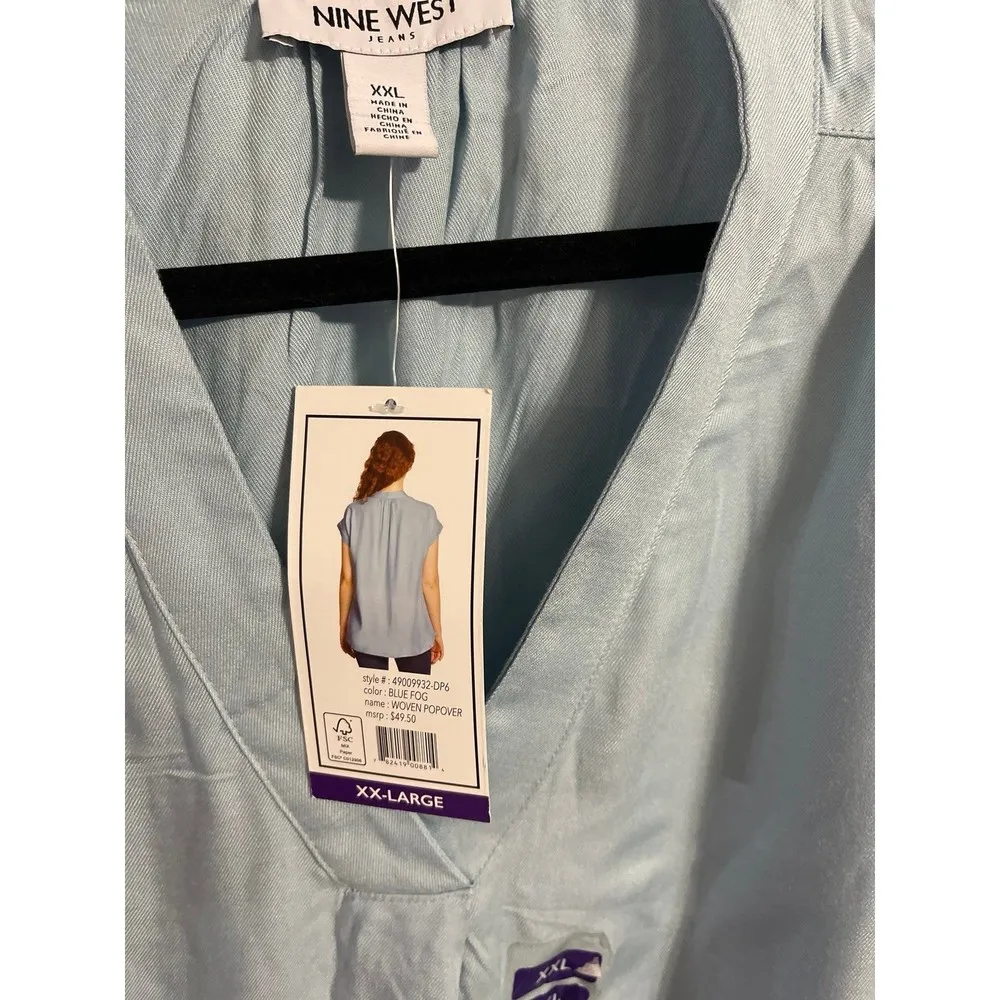 Nine West Ladies Woven Popover Top. Blue Fog. Size XXL. New with tags. - Image 4