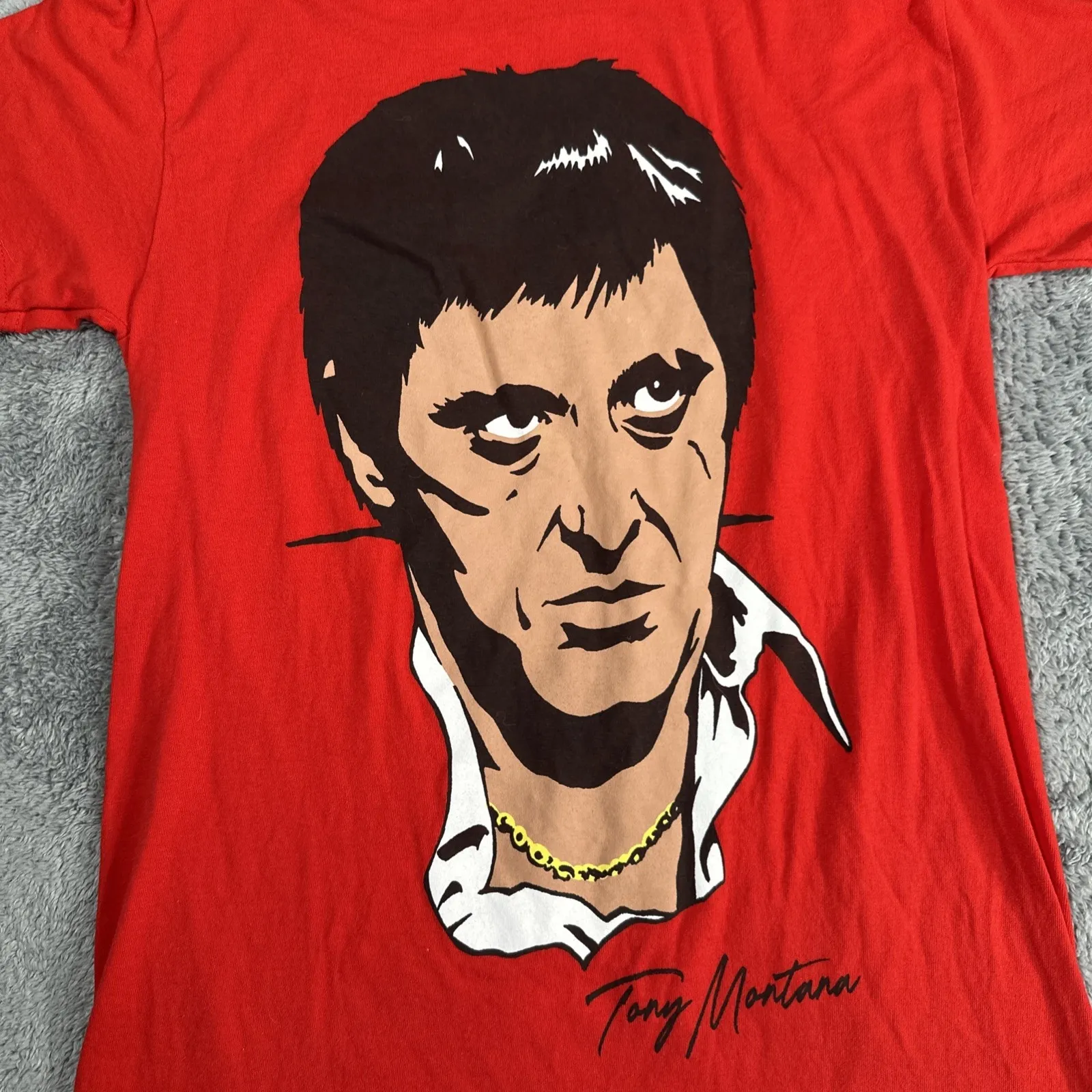 Scarface SZ M Official Double Sided Graphic Red T shirt Rare Unique Gangster Mob Size M - Image 2