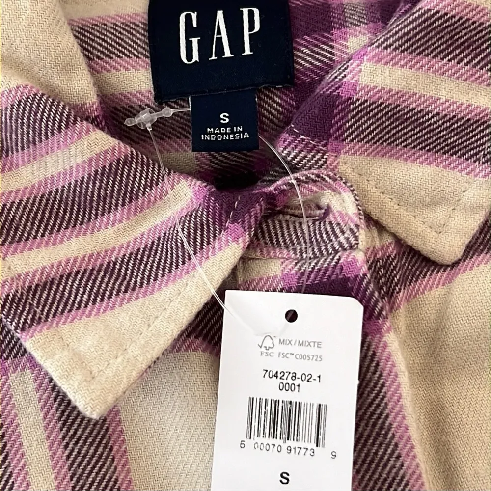 Women’s Relaxed Flannel Purple Plaid Shirt - Image 3