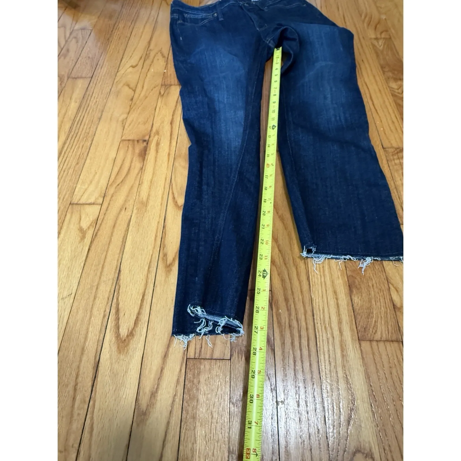 J. Crew 9" demi-boot crop‎ Kicky Hem jean in Dark Worn Wash Blue Size 27 - Image 6