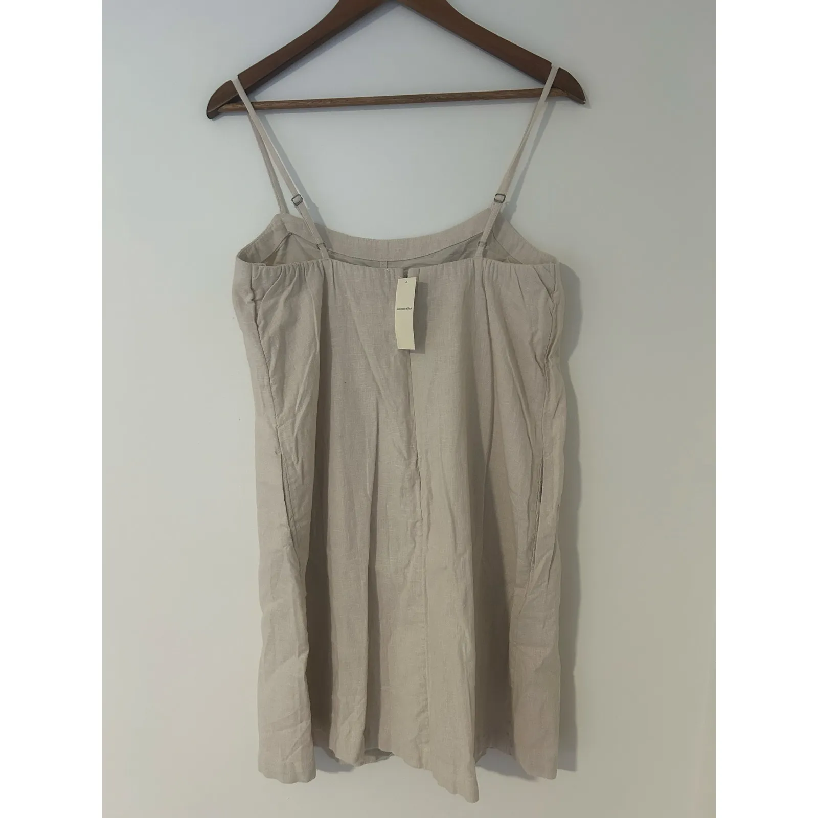 NWT Abercrombie Fitch Button Front Dress Tan Linen Cotton Blend M Tall Skort MT - Image 7