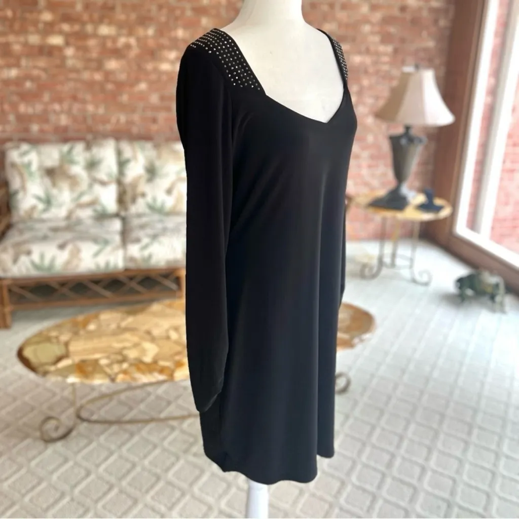 NWT WHBM Dress Black Studded Cutout Back Sheath M Cocktail Party Mini LBD Chic - Image 15