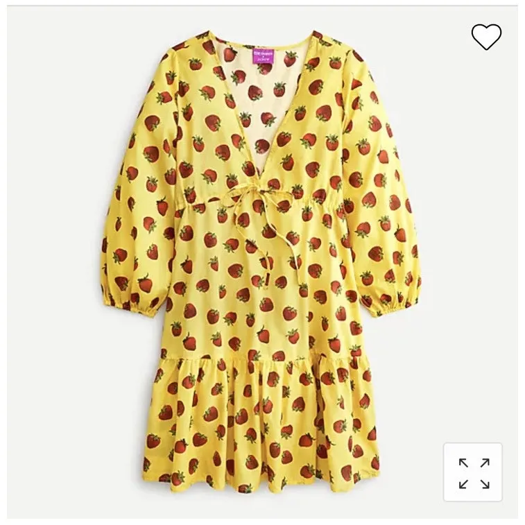 EDIE PARKER X J. CREW Yellow Strawberry Print Tiered Cover Up Dress Size XS - Image 2