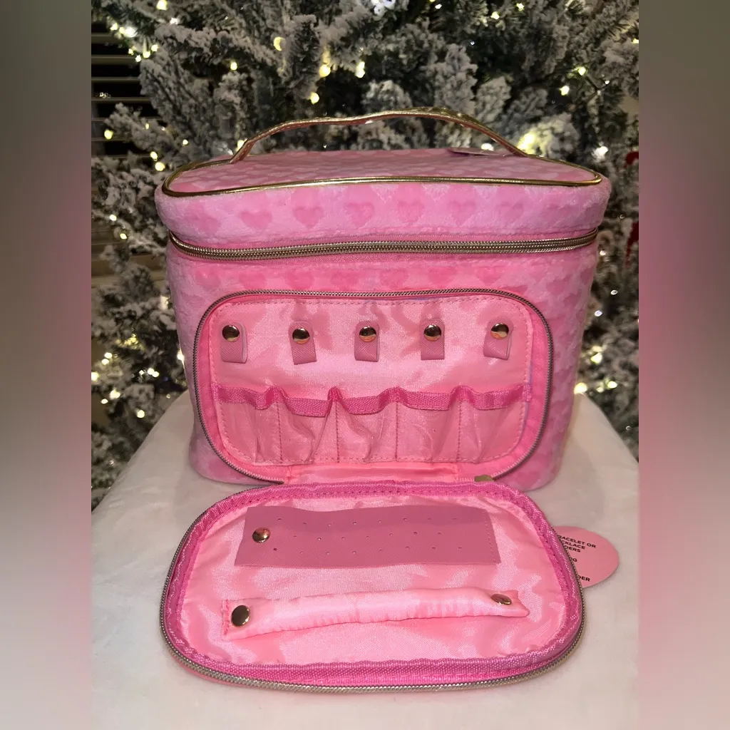 Juicy Couture Pink Velour Heart Makeup Train Case + Jewelry Organizer – NWT - Image 11