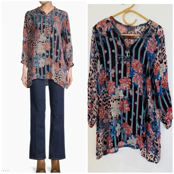 Johnny Was silk blend tunic blouse NEW - Image 2
