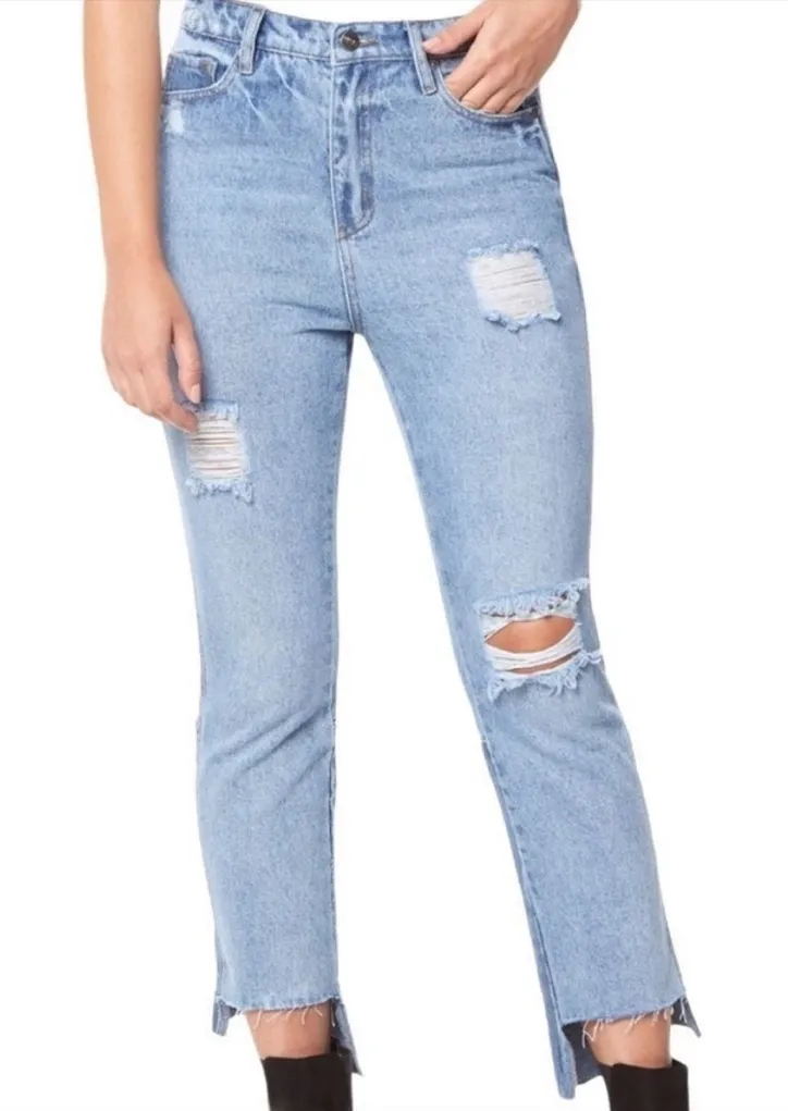 NWT Buffalo David Bitton High-Rise Girlfriend Distressed Jeans, 33 - Image 1