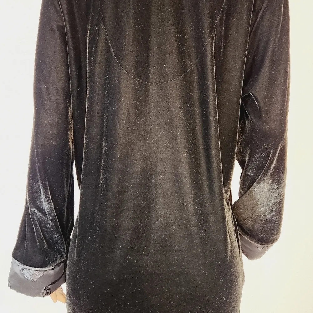 Jasmine Rose Signature Womens Intimate Velvet Embroidered Long Robe Size L Black Size L - Image 11