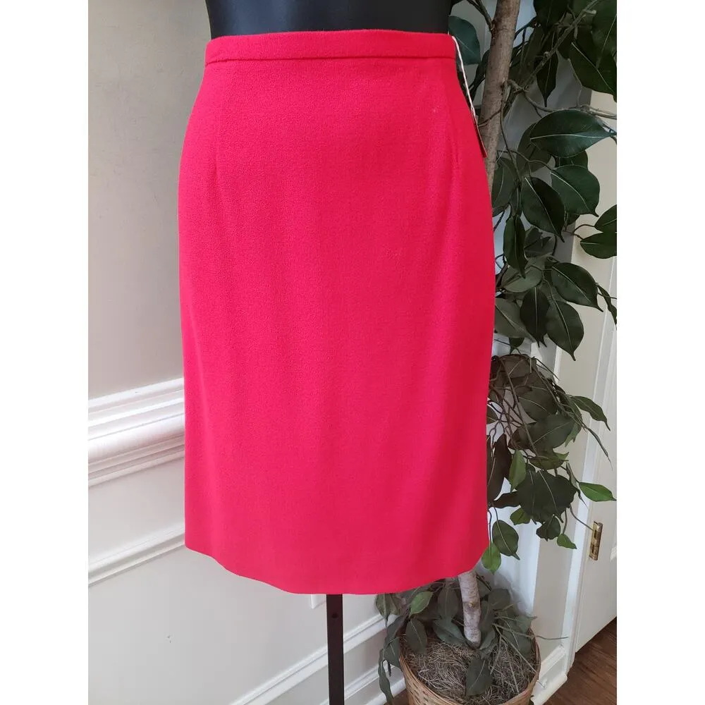 Vintage Bicci Florine Wachter Skirt Suit Set 8 Red Sngle Breasted Beaded Lapel - Image 2