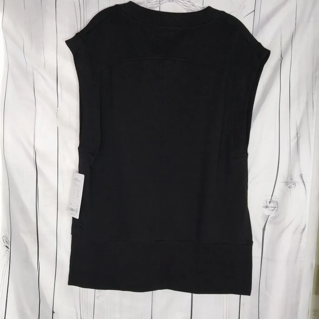 Athleta Retroterry Black V-Neck Athletic  Sleeveless Sweatshirt NWT - Image 7