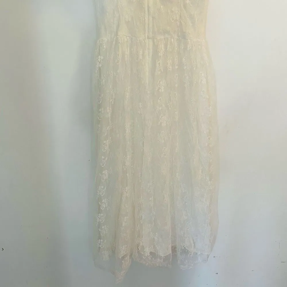 Jessica McClintock Gunne Sax White Ivory Lace Vintage Antique Dress Wedding 7/8 - Image 5