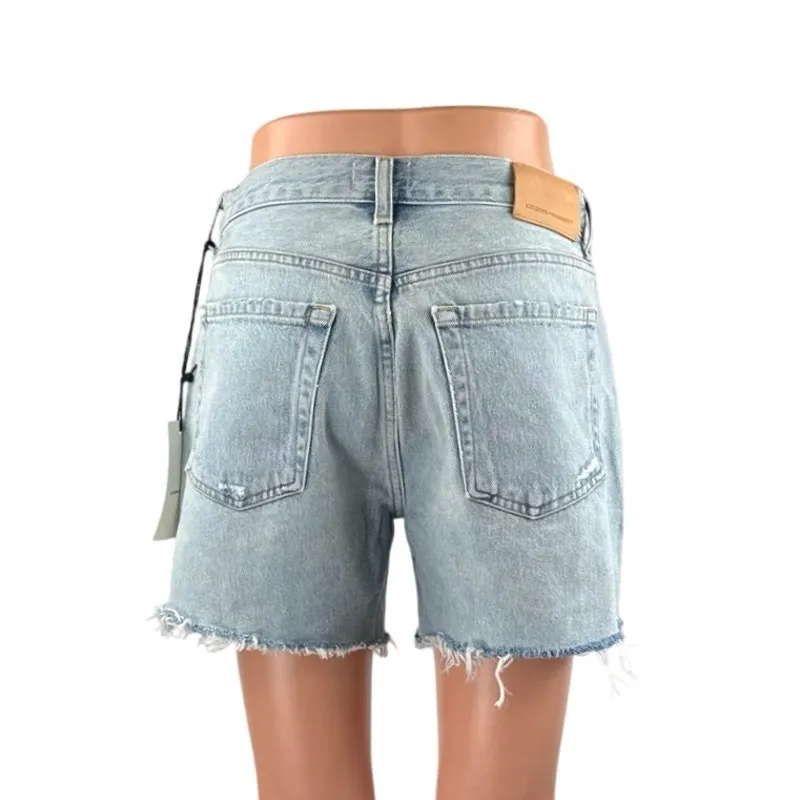 NEW Citizen of Humanity Annabelle Blue High Rise Distressed Denim Jean Shorts 25 - Image 3