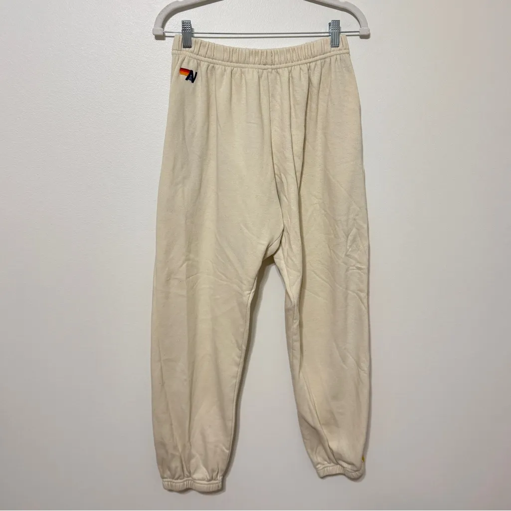 Aviator Nation Jogger 5 Stripe Size Large Cream Neutral Color Women’s Sweatpants - Image 2