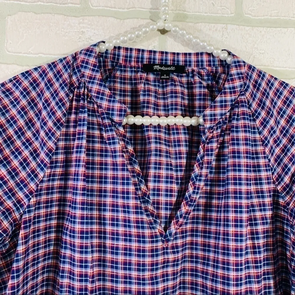 Madewell Tie Sleeve Popover in Whitby Plaid Size S - Image 7