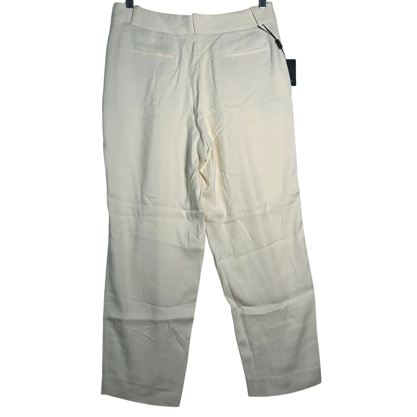 Massimo Dutti Cream Pleated Wide Leg Cropped Trousers Pants Women Size 10 EUR 42 - Image 2