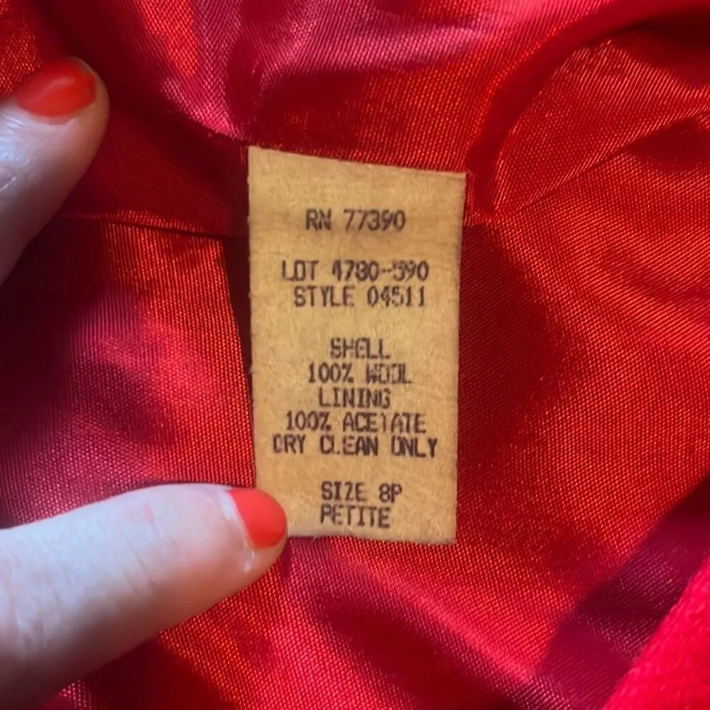 Vintage CW Clifford & Wills Red Crop 100% Wool Peacoat Jacket Gold Buttons Sz 8P - Image 8