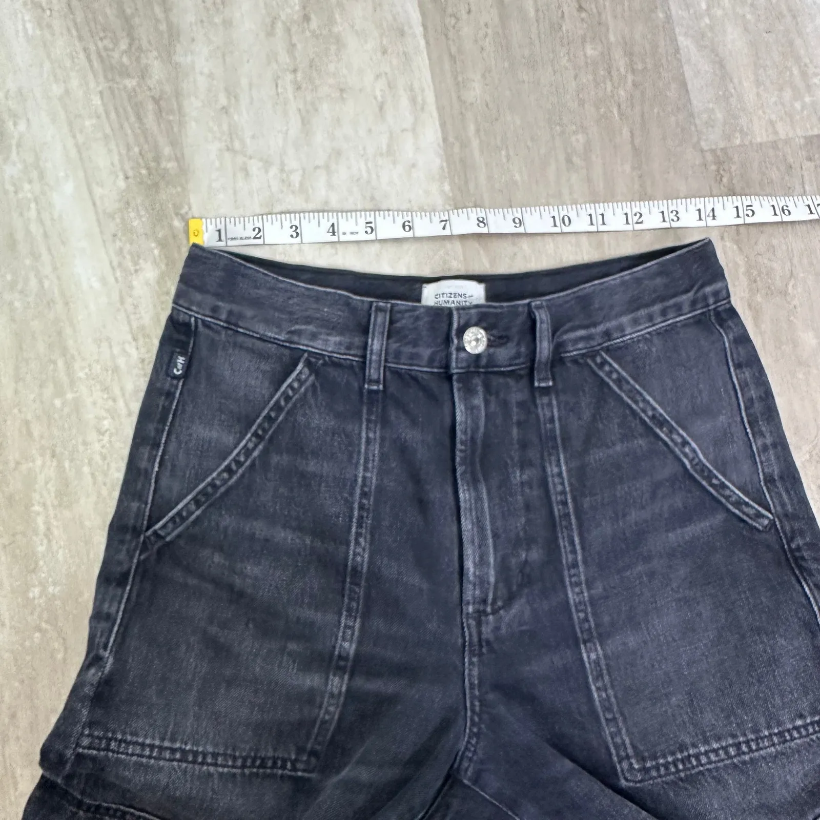 Citizens of Humanity Marcelle Cargo Jeans In Washed Black Size 25 #2078-1193 - Image 6