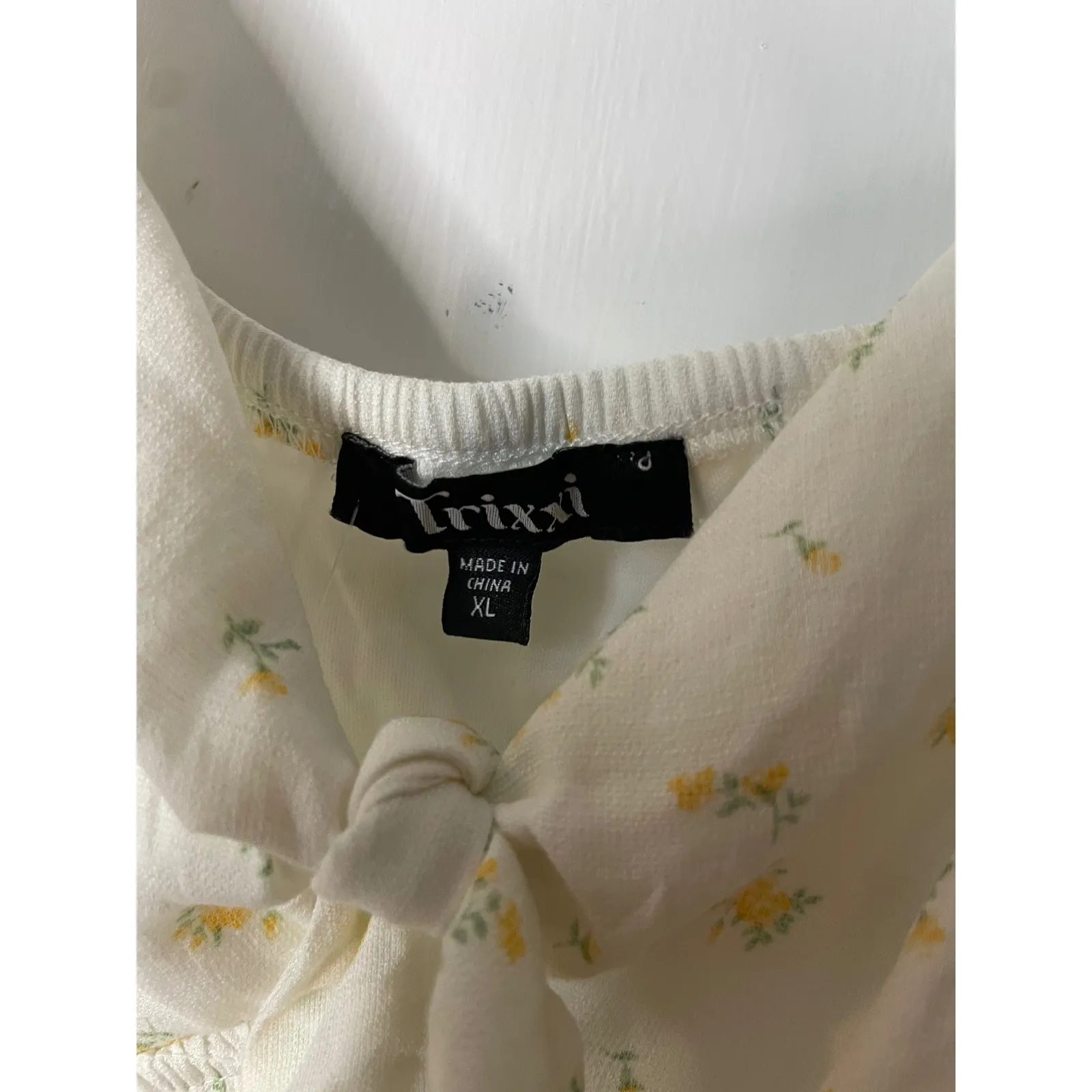 Trixxi XL White Floral Sundress Mini Dress Tie Front Sleeveless Summer - Image 3