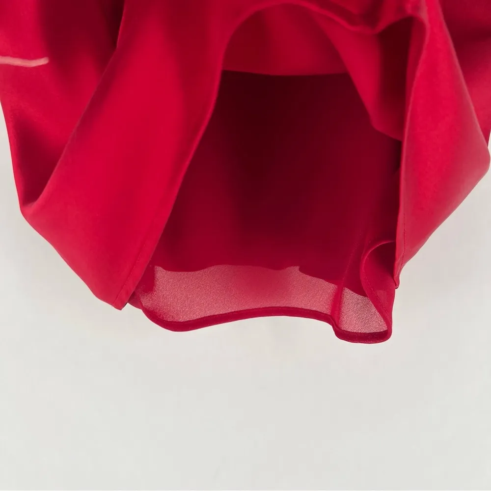 Kate Hill 100% Silk Red Satin Beaded Sequin Embellished Womens Tank Top Sexy Y2K - Image 4