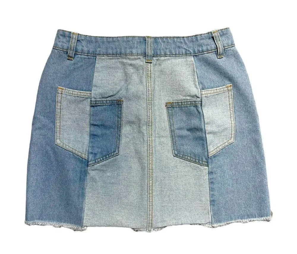 Chelsea & Violet Denim Patchwork Mini Skirt 25 - Image 8