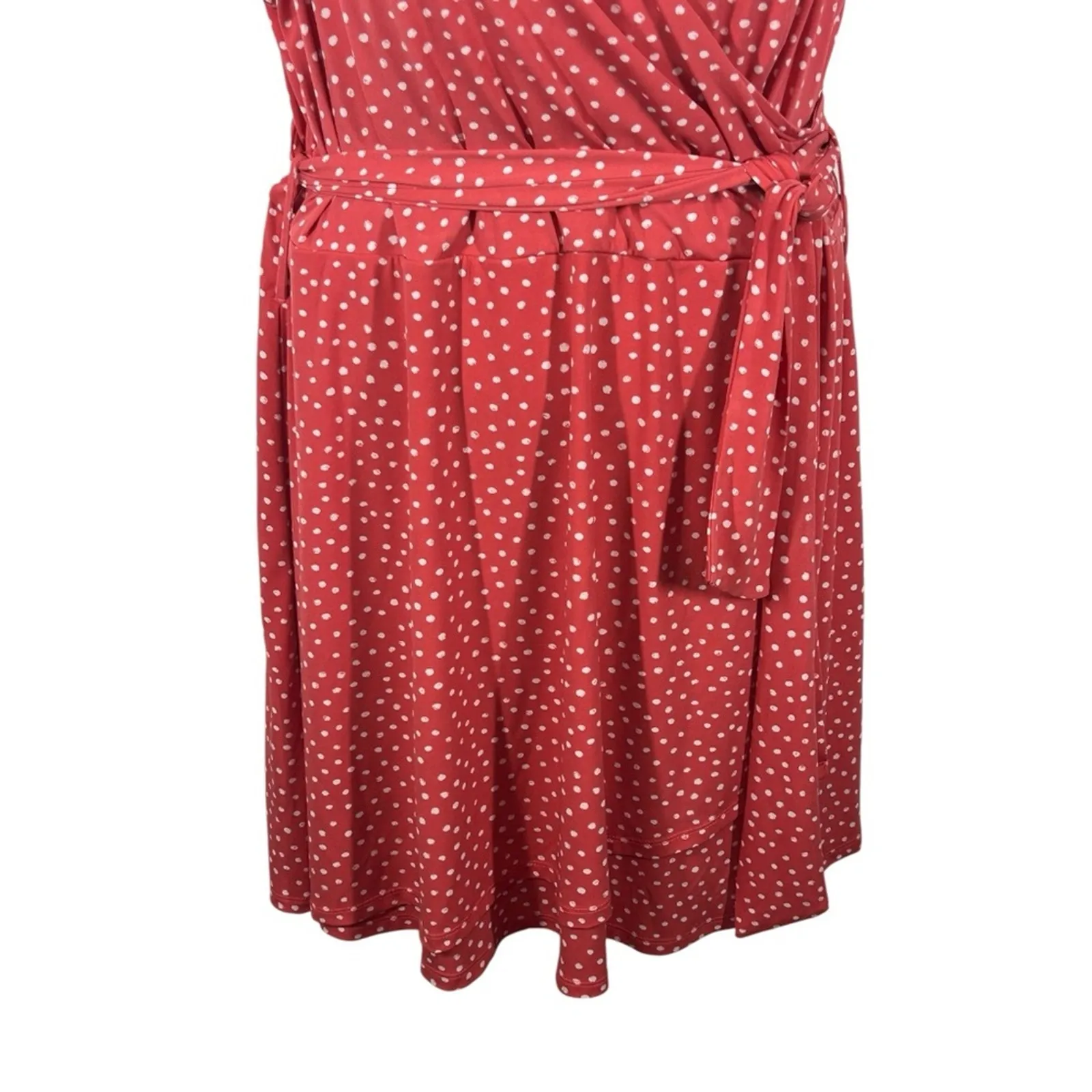 41 Hawthorn Kaylee Faux Wrap Polka Dot Midi Dress 1X Peachy Pink - Image 5