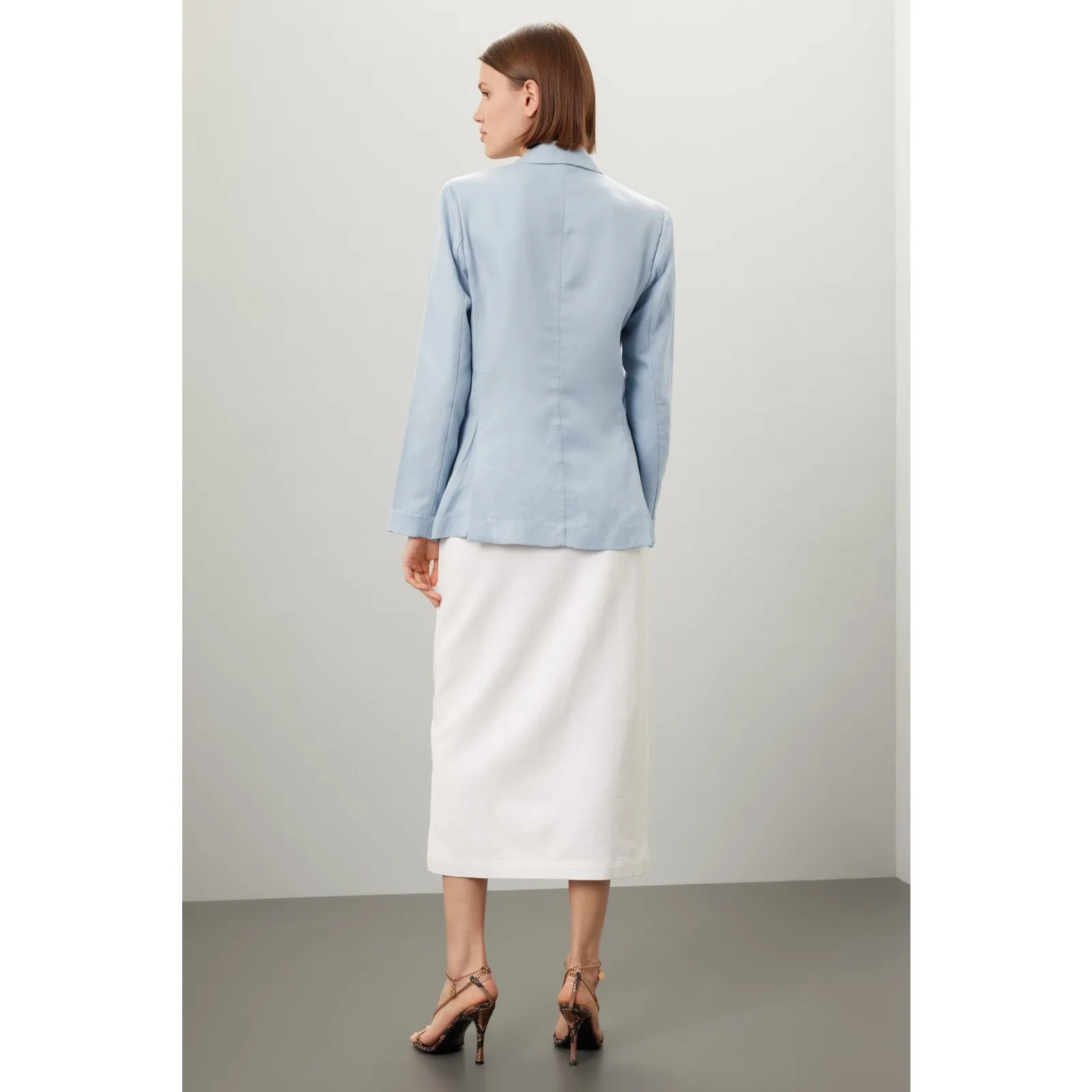 ROSETTA GETTY Light Blue Linen V - Image 4