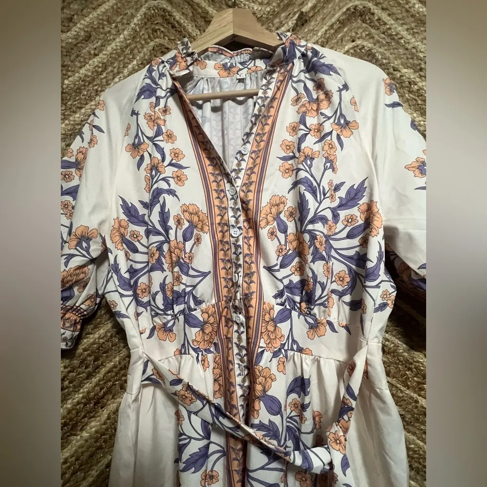 Women's Bohemian Boho Chic Earthy Eclectic Dress,Size L,Vintage,Rare Find Orange Size L - Image 3