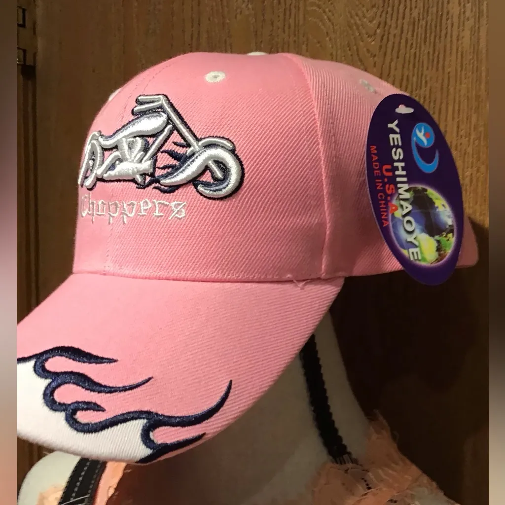 Pink Choppers Cap with Embroidered Flames NWT - Image 3