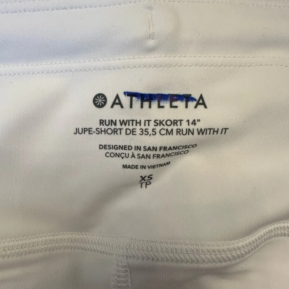 Athleta Run With It Skort Skirt Built in Shorts 14” White Tennis Running NWOT - Image 7