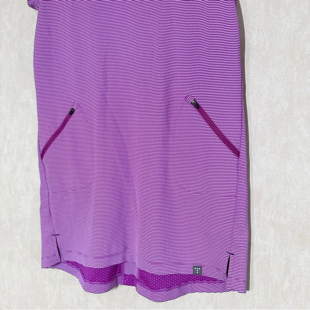 Title Nine Women’s Layli Cowl Neck Shortsleeve Mini Dress in Purple Striped S - Image 3