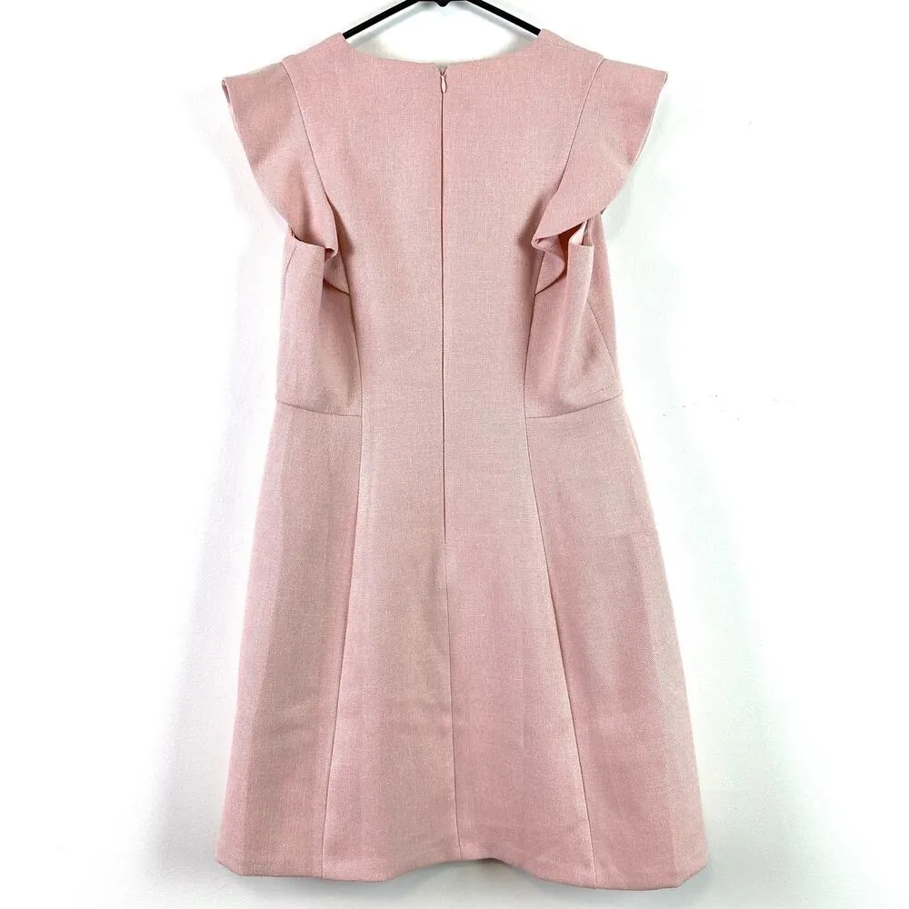 Gal Meets Glam Flutter Short Sleeve V-Neck Laurie Mini Dress Tweed Pink 8 Petite - Image 5