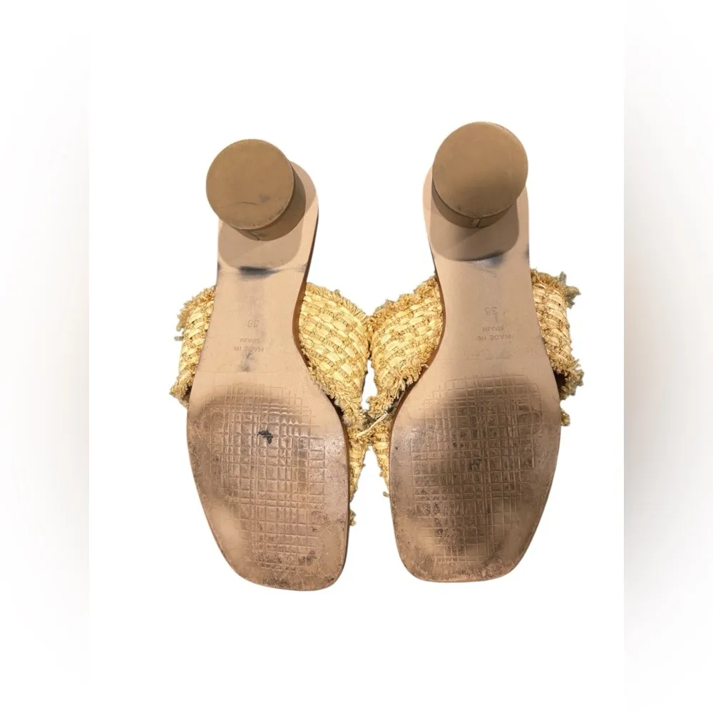 Ana Palma Made in Spain Woven Kitten Heel Sandal Neutral Designer Size 38 US 7 - Image 5