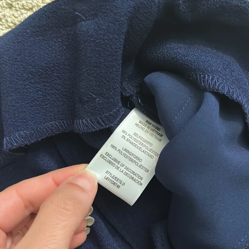 Navy Blue Wide Leg Trousers with belt loops Size M - Image 6