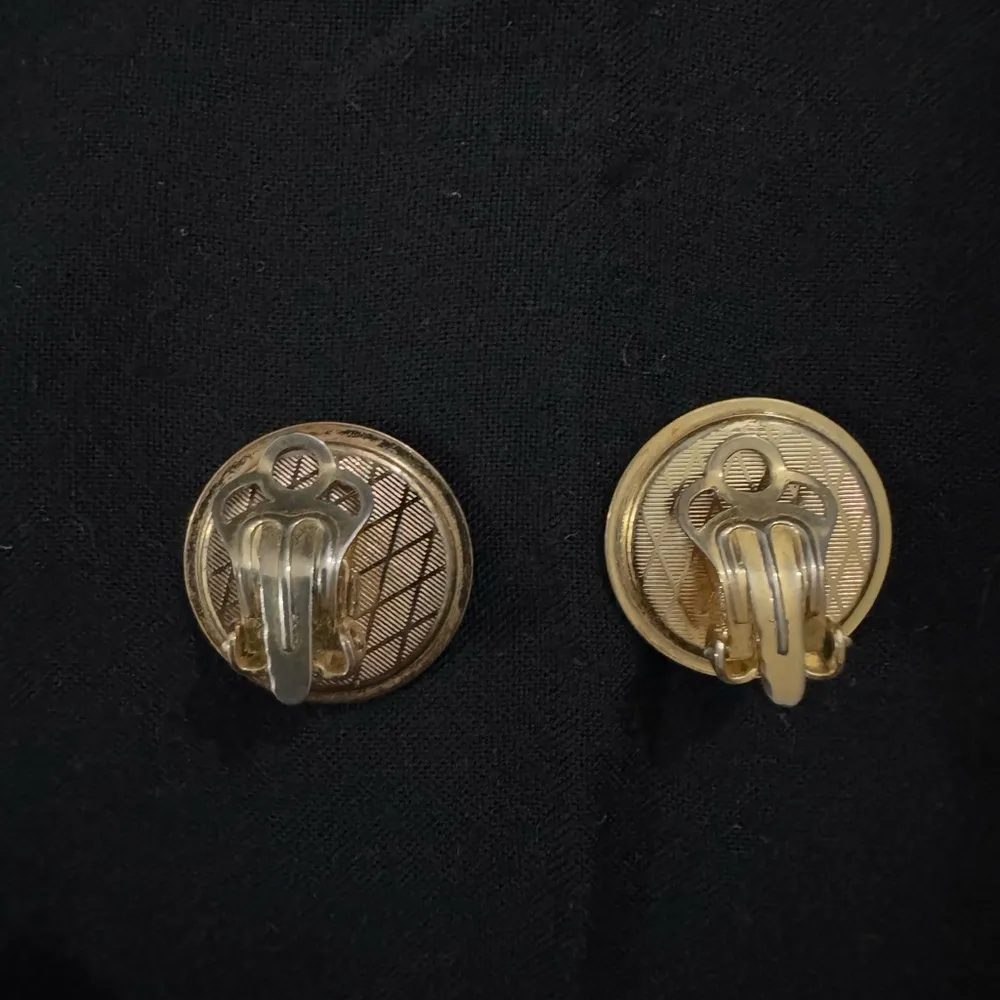 VINTAGE / ANTIQUE SPANISH DAMASCENE GOLD SILVER CLIPS EARRINGS HANDMADE ARTISAN Black - Image 3