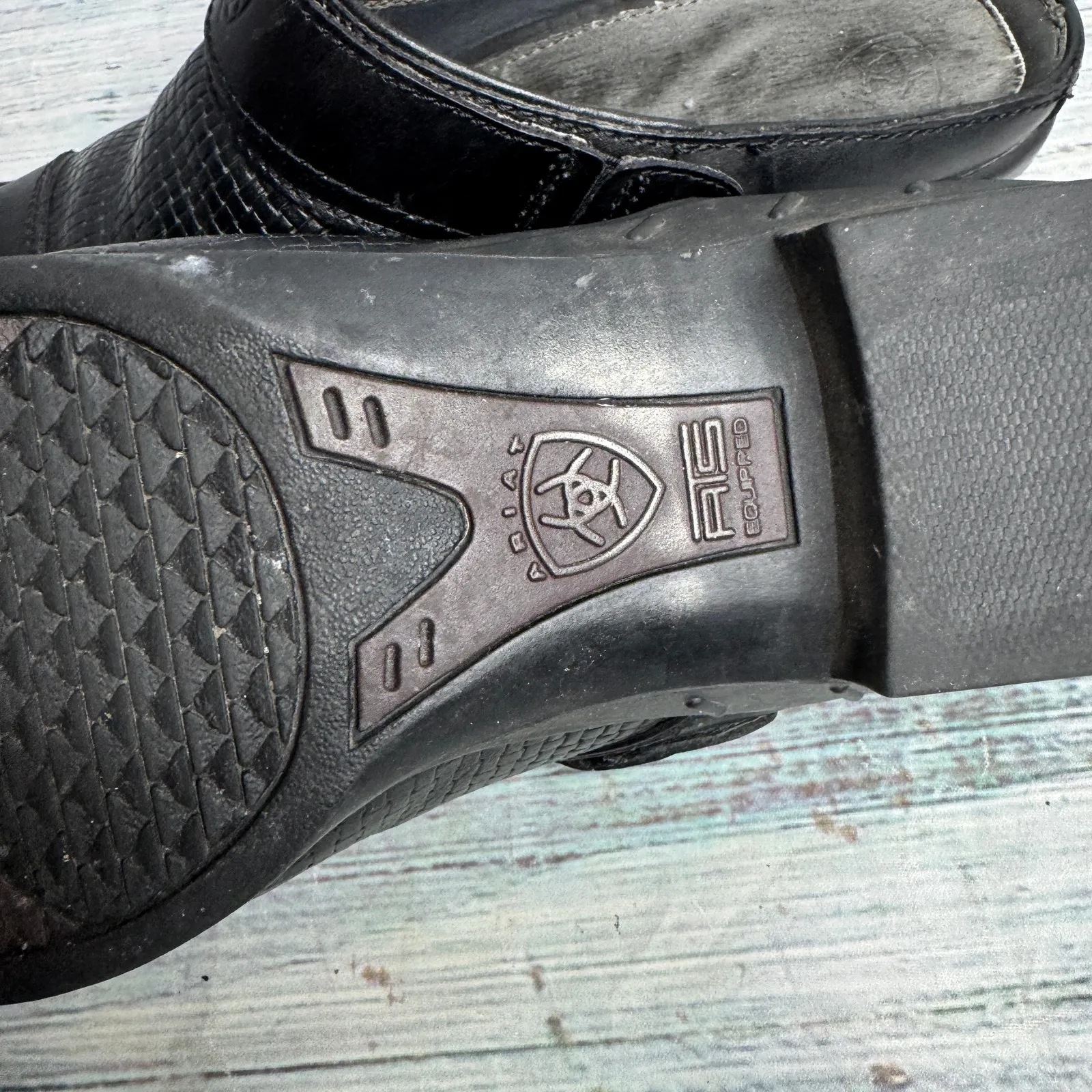 Ariat Leather Mule Clogs Women’s 9.5B Black Slip-On Comfort Shoes ATS Equipped - Image 4