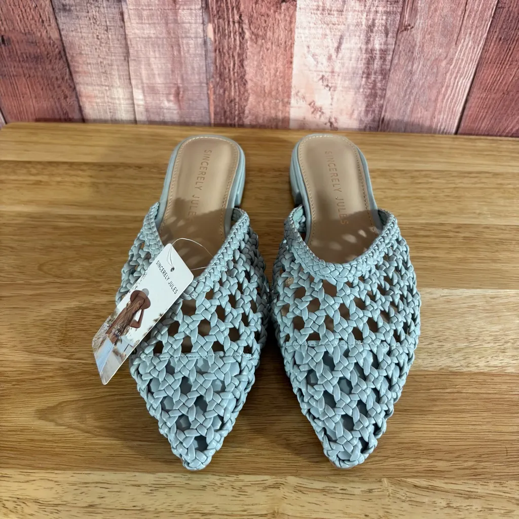Sincerely‎ Jules Behold Pale Blue Woven Mules Size 6.5 - Image 2