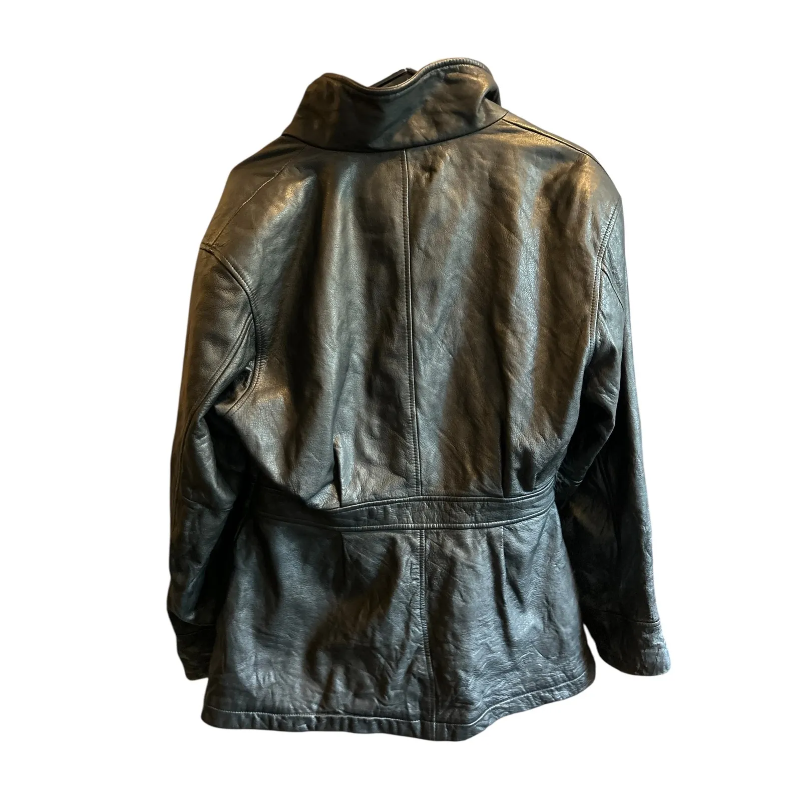 Jacqueline Ferrar Black Leather Jacket Women's Large Belted - Image 8