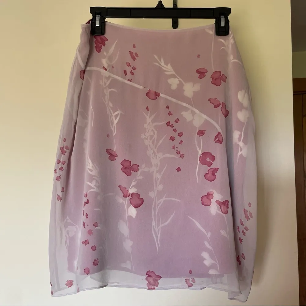 Banana Republic Vintage Sakura Cherry Blossom Layered Silk Flowy Bell Skirt 14 - Image 6