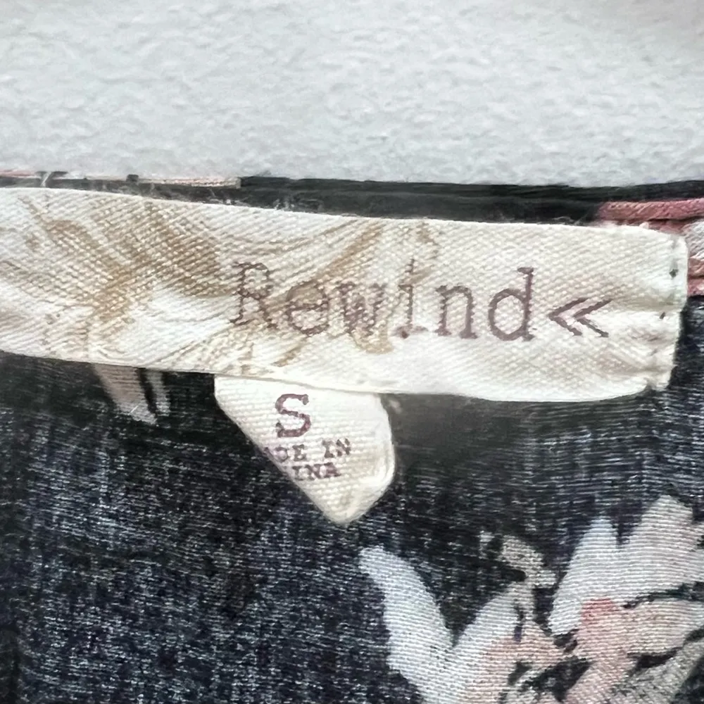 Black floral lace up back mini dress size small - Image 6