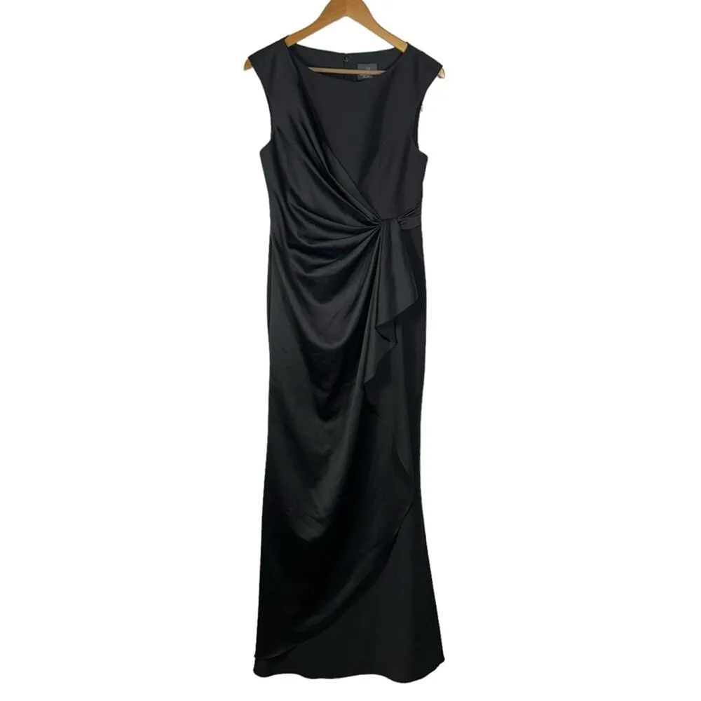 Adrianna Papell  Black Satin Crepe Gown Size 6 - Image 3