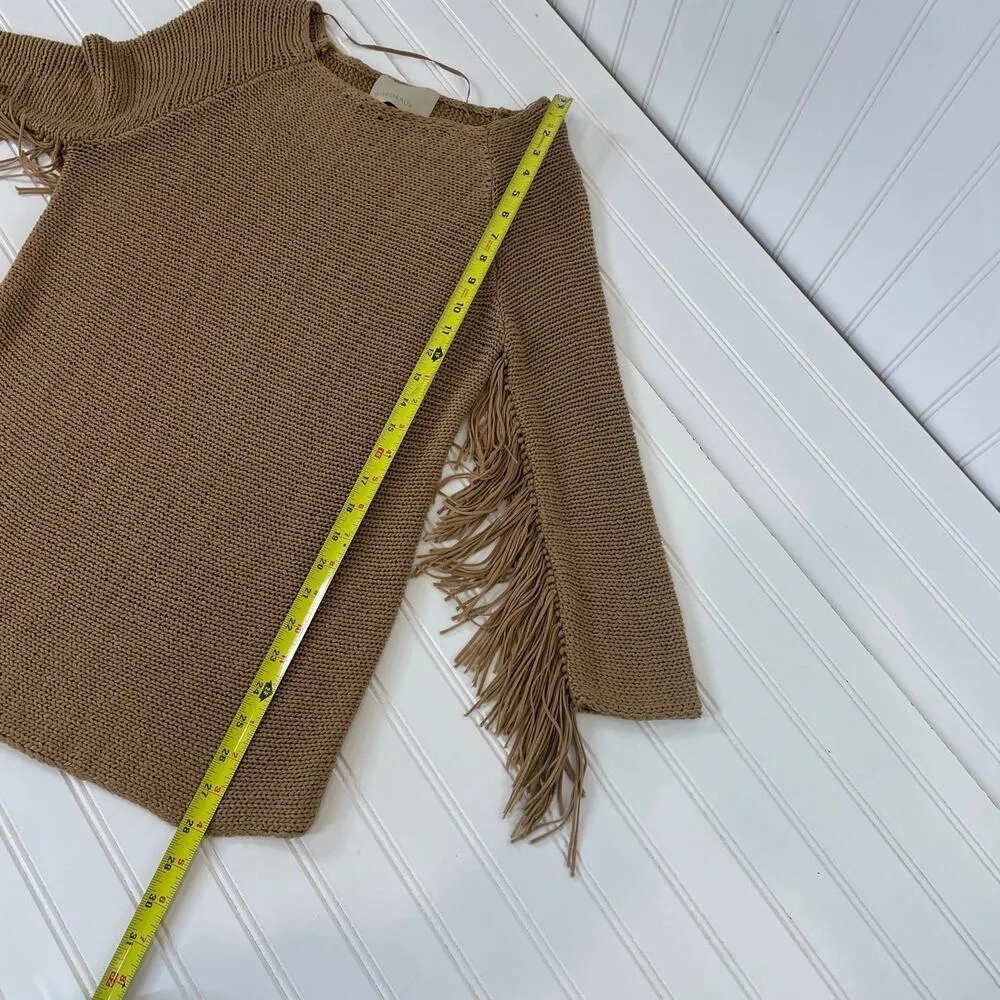 Bordeaux Women’s Brown Fringed Shoulders Boho Sweater Pullover Size S - Image 6