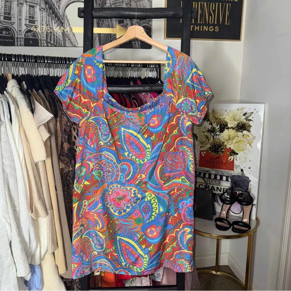 Vintage Tibi New York Silk Paisley Scoop Neck Mini Dress Womens Size 4 EUC - Image 5