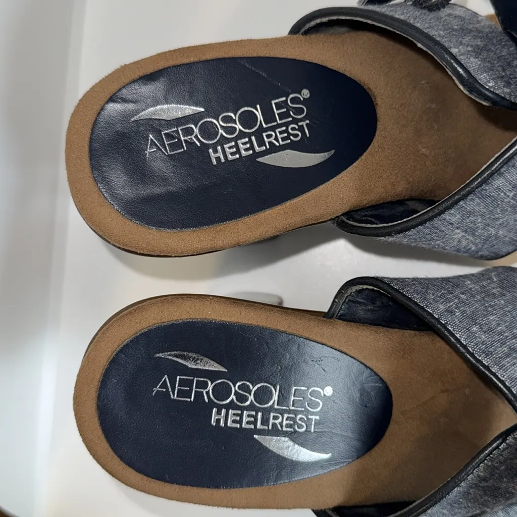 Aerosoles Daydream Heels Blue Denim Women’s 8 w Braided Strap - Image 9