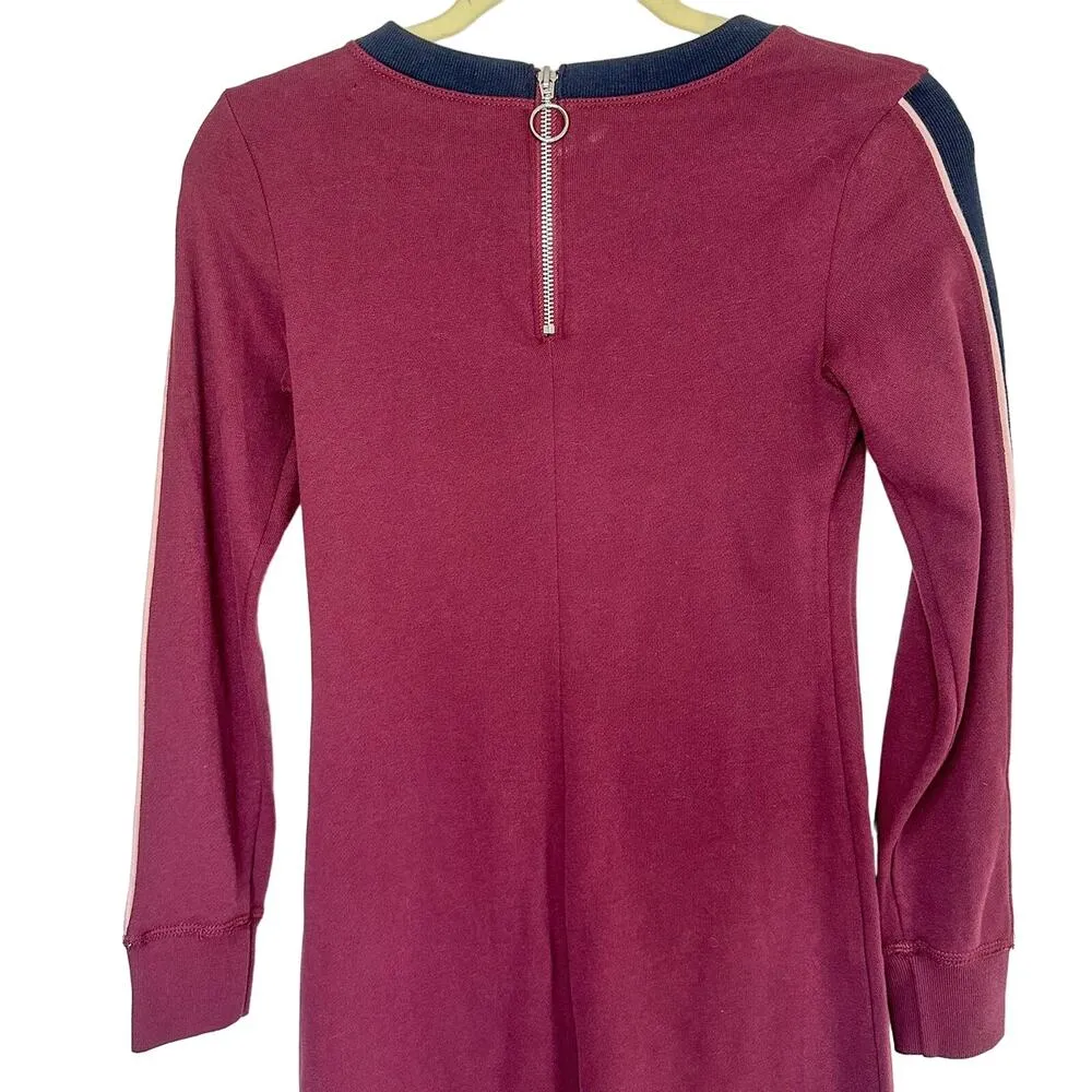 Abercrombie and Fitch Dress with Long Sleeves Burgundy Navy Preppy Dress XS - Image 5