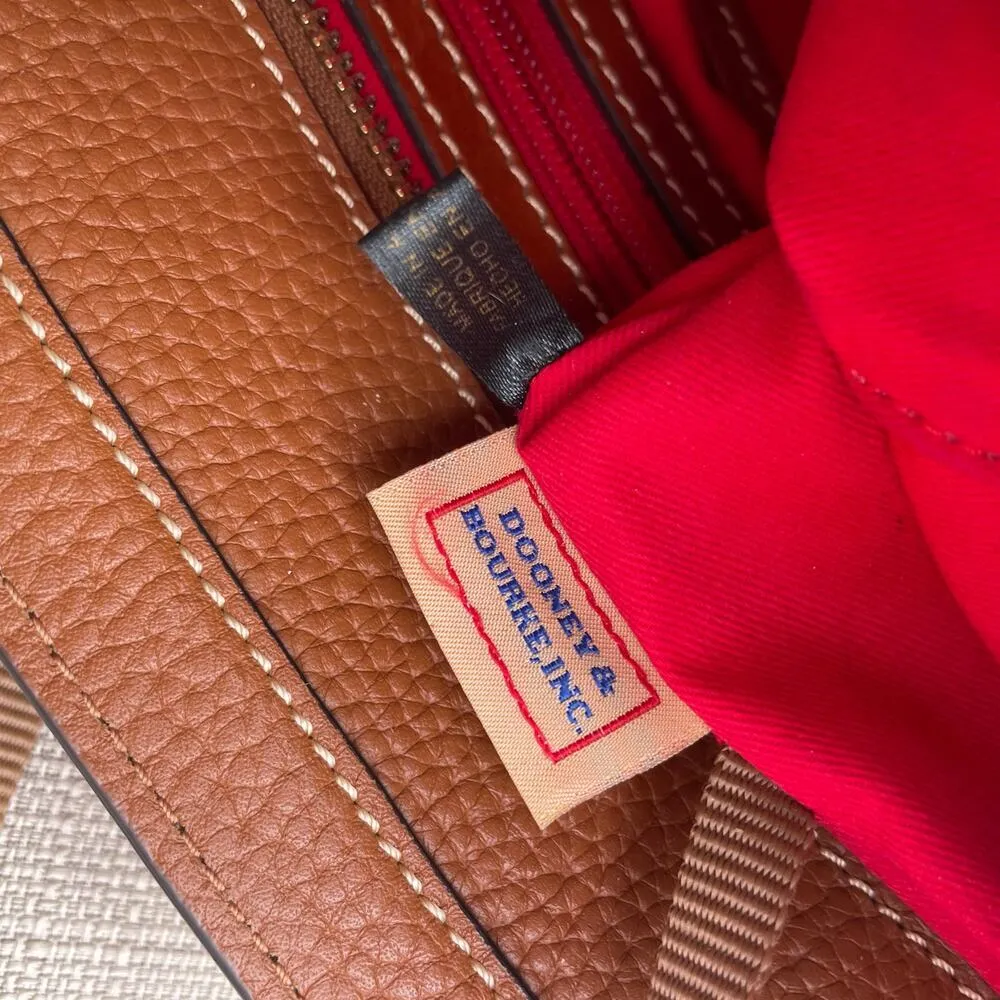 Dooney & Bourke Leather Brown Shoulder Bag Tote Classic Red Interior Purse - Image 9